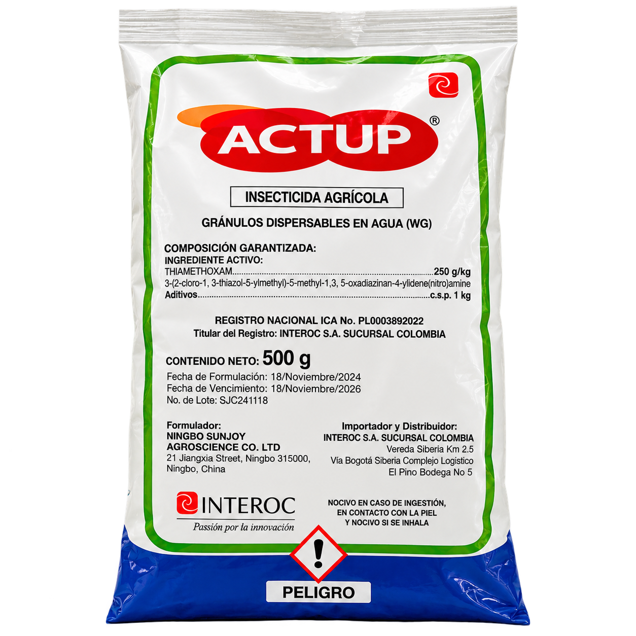 Actup insecticida agrícola granulado, presentación de 500 g