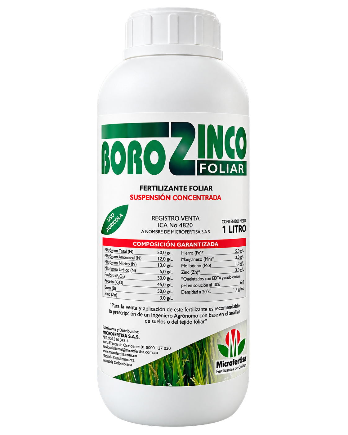 Borozinco fertilizante foliar, presentación de un litro