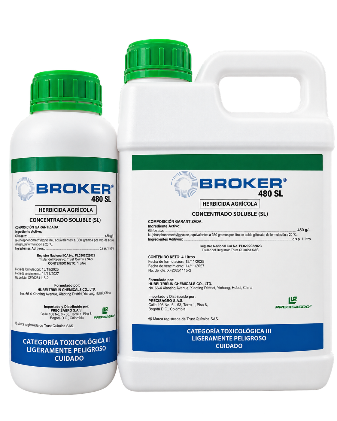 Broker 480 SL herbicida de glifosato en presentaciones de galón y litro