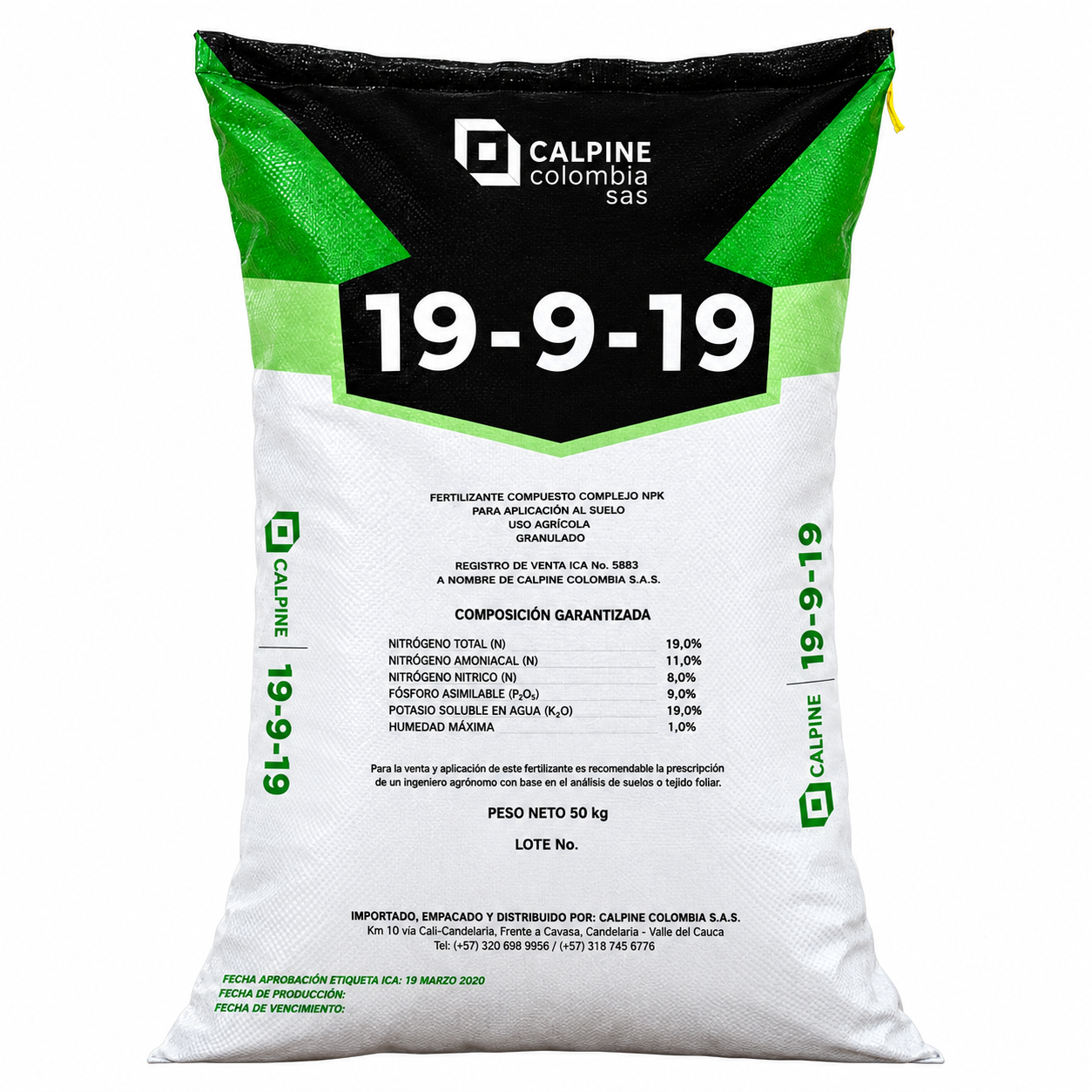 Calpine 19-9-19 fertilizante compuesto