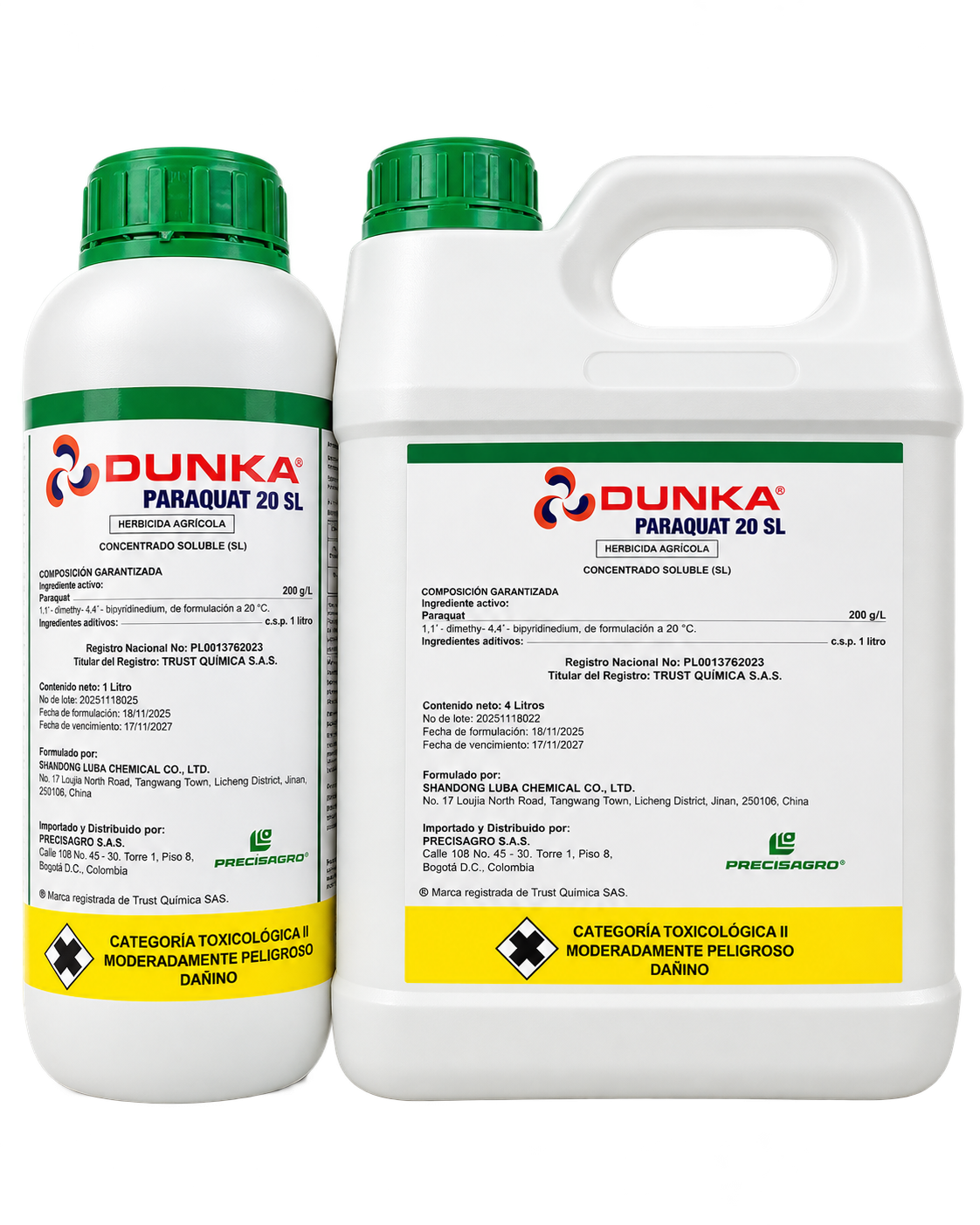 Dunka Paraquat 20 SL en presentaciones de galón y litro
