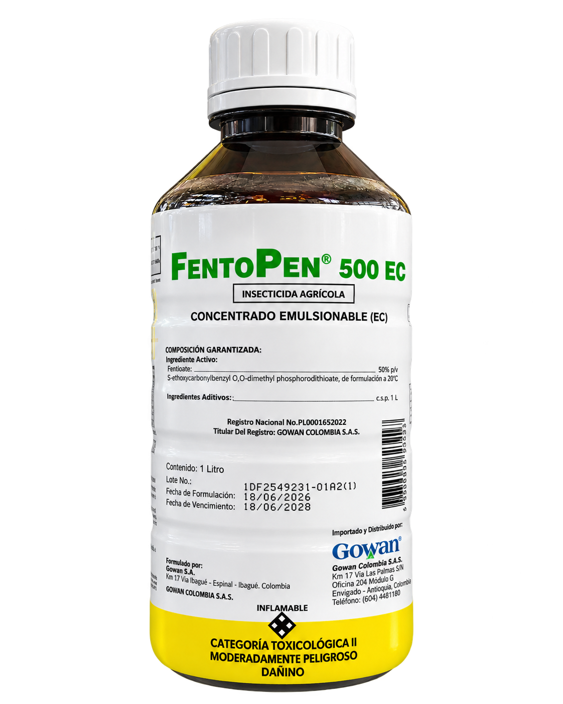 Fentopen 500 EC insecticida agrícola, presentación de un litro