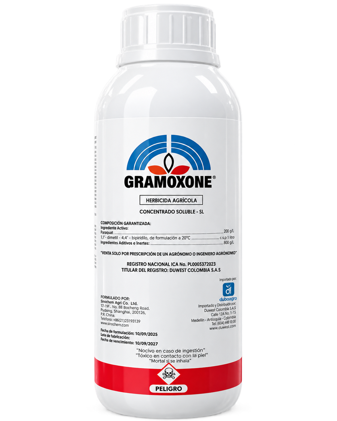 Gramoxone herbicida agrícola, presentación de un litro