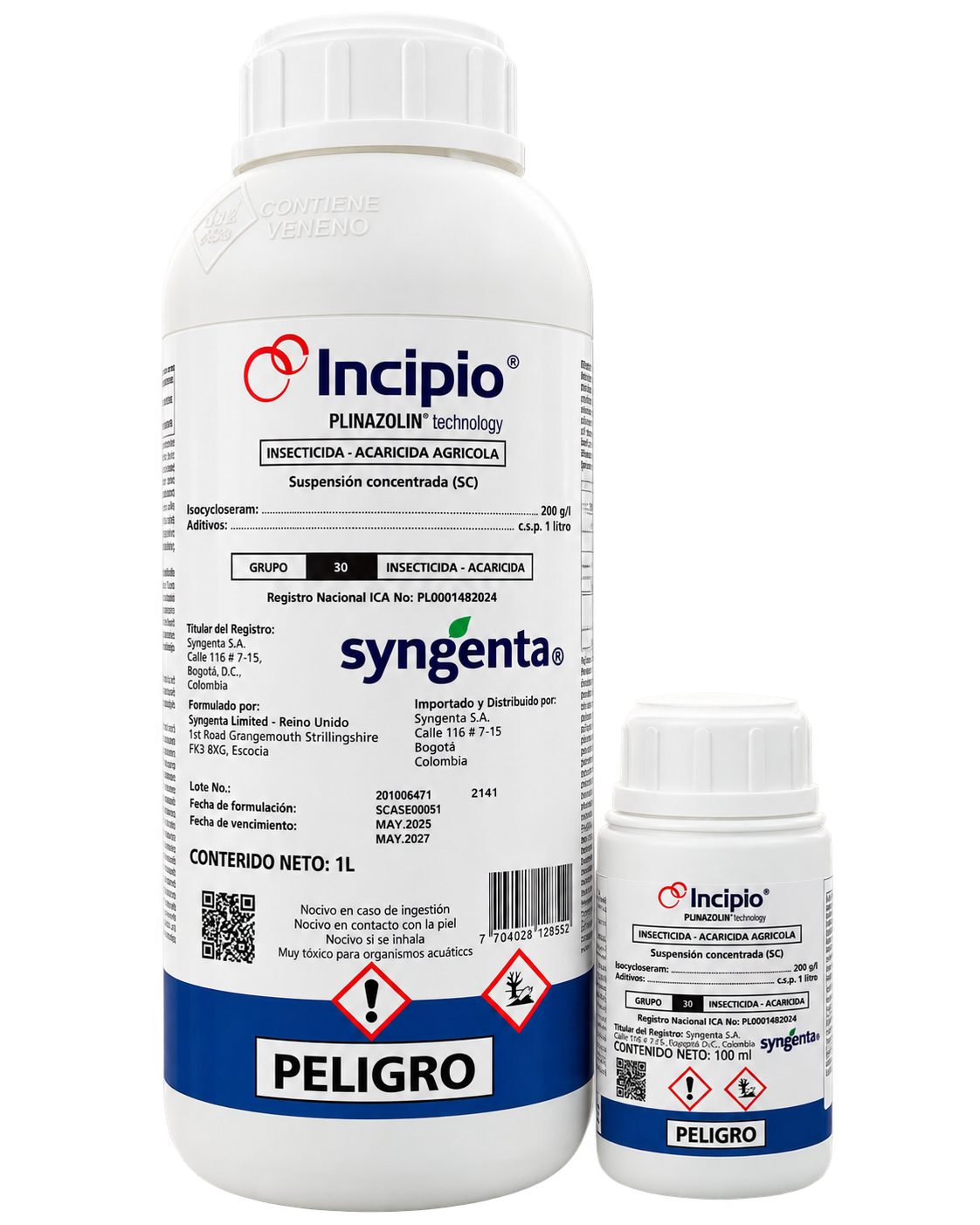 Incipio insecticida y acaricida agrícola en presentaciones de litro y 100 centímetros cúbicos