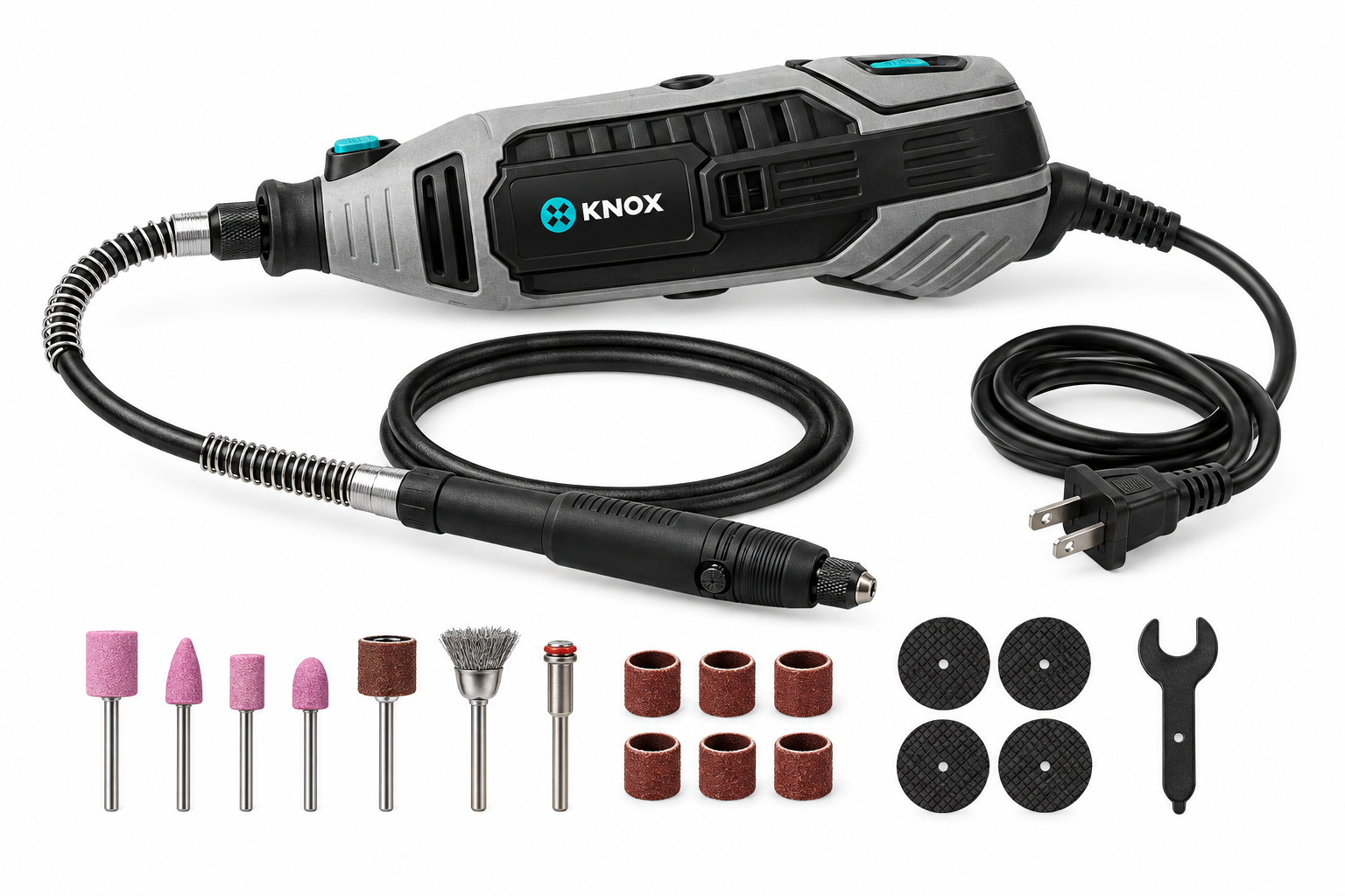 Motortools Knox KPT501 con eje flexible y accesorios
