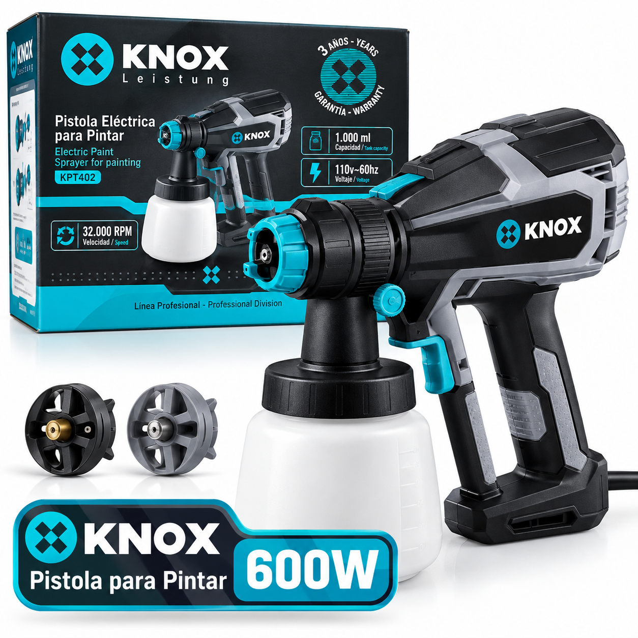 Pistola eléctrica para pintar Knox KPT402 de 600 vatios