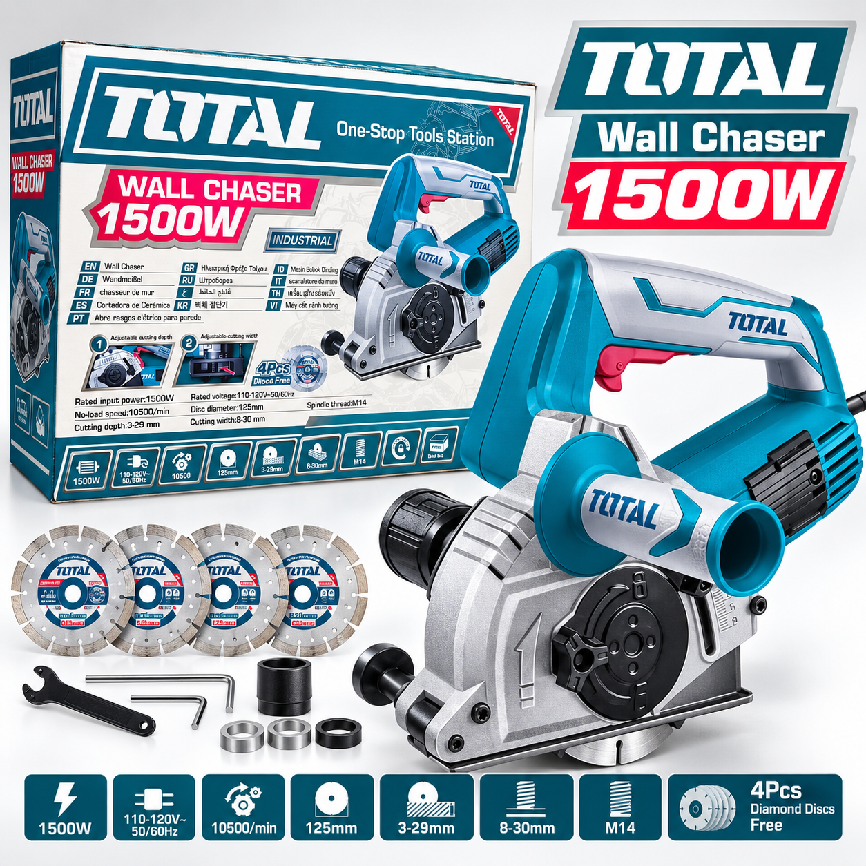 Cortadora de concreto industrial Total de 1500 vatios