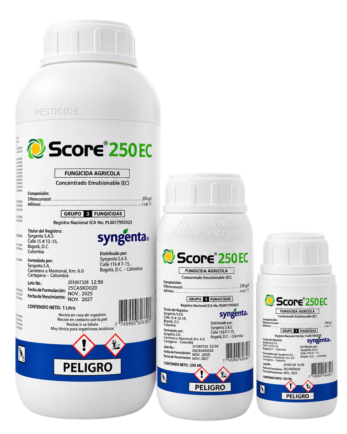 Score 250 EC fungicida agrícola en presentaciones de 1 litro, 250 y 100 mililitros