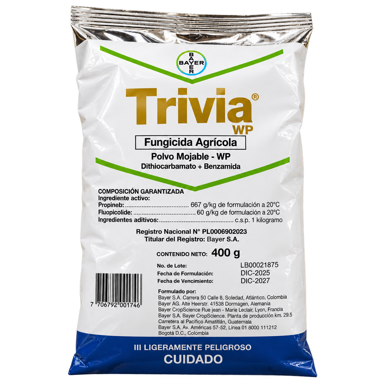 Trivia WP fungicida agrícola, presentación de 400 g