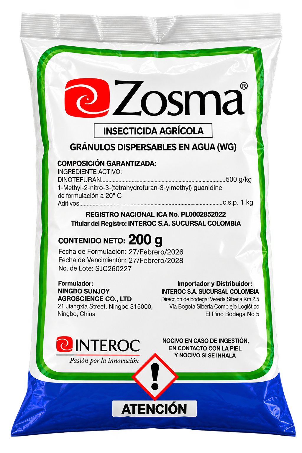 Zosma insecticida agrícola de 200 gramos